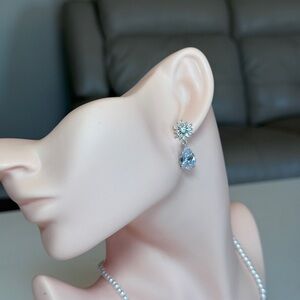 Bridal Luxury Teardrop Drop Earrings With Zirconia | 18Kt White Gold Plated